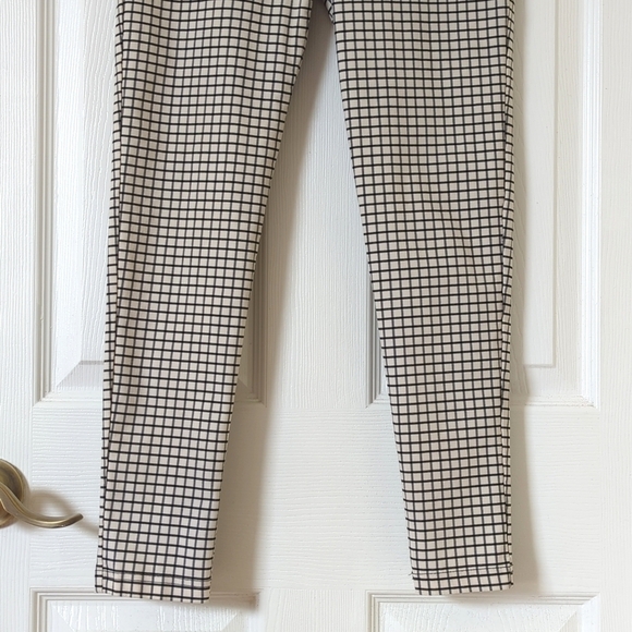 Zara Classic Windowpane Plaid High Waisted Soft Skinny Leggings Beige Black M - Picture 3 of 14